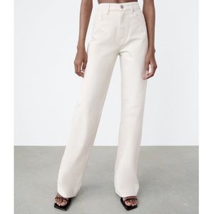 Zara Wide Leg Jeans | Size 25 | Ecru
